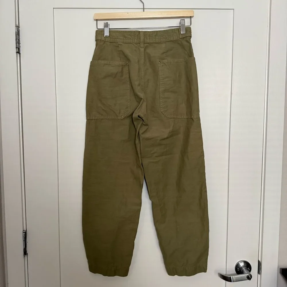 Everlane Fatigue Barrel Pants Womens 0 Tan Khaki High Rise Organic Cotton Linen